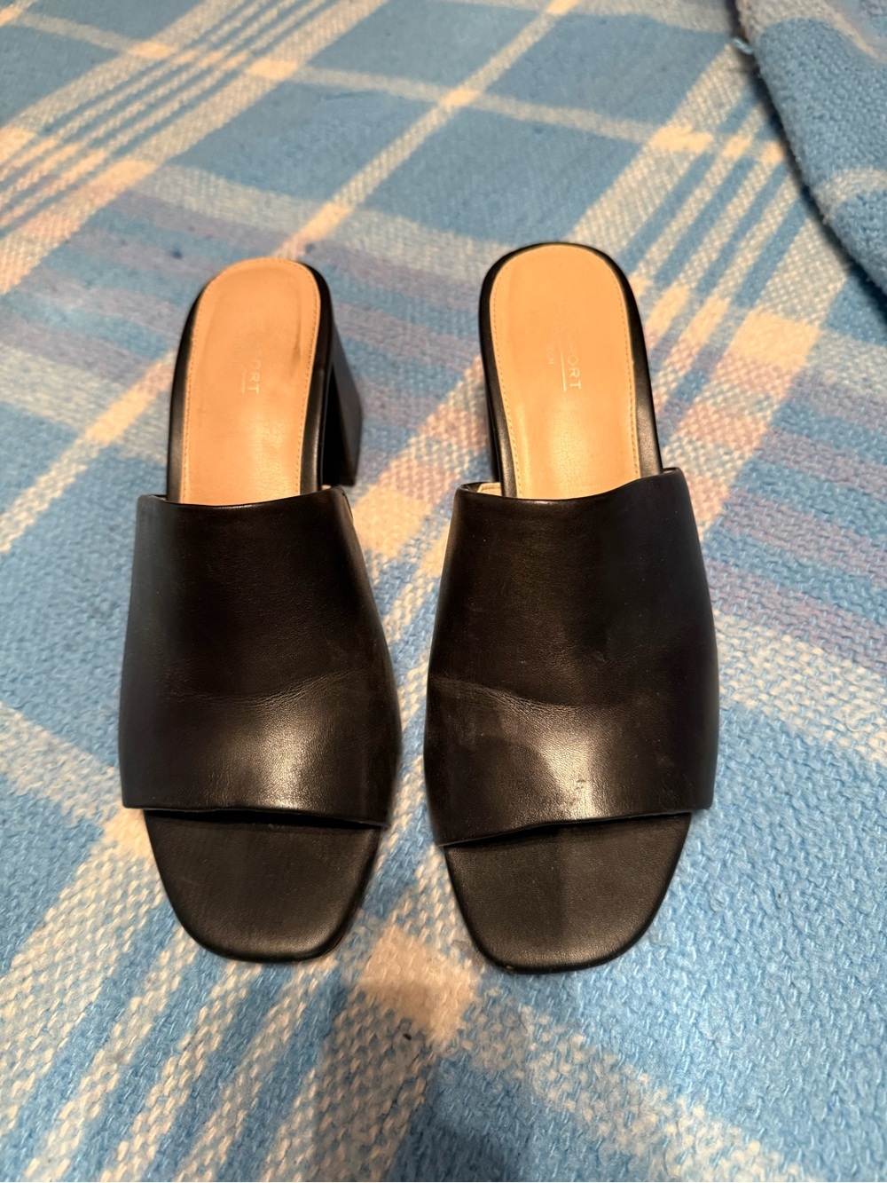 Women’s Black Leather Slide Heels